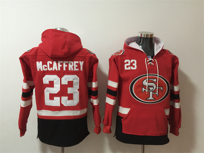 Men's San Francisco 49ers #23 Christian McCaffrey Red Black Ageless Must-Have Lace-Up Pullover Hoodie