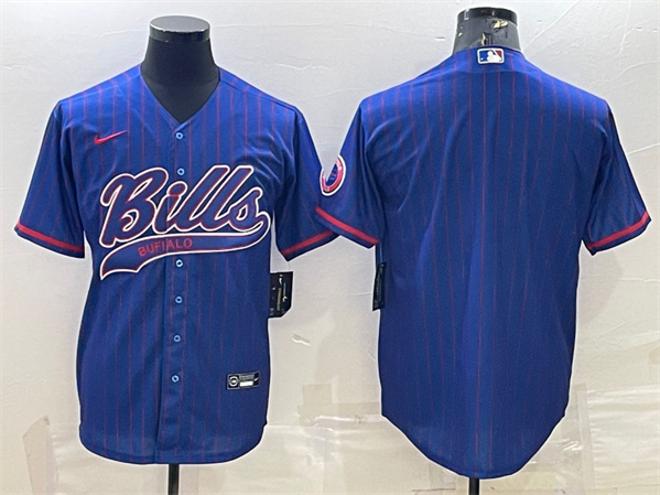 Men's Buffalo Bills Team Big Logo Cool Base Stitched Baseball Jersey