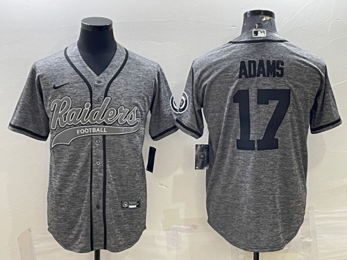 Men's Las Vegas Raiders #17 Davante Adams Gray With Patch Cool Base Stitched Baseball Jersey