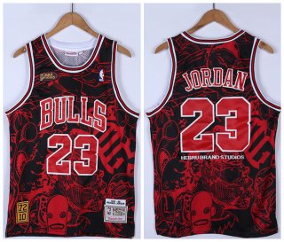 Men's Red Black Chicago Bulls #23 Michael Jordan 1995-96 Throwback Stitched Jersey