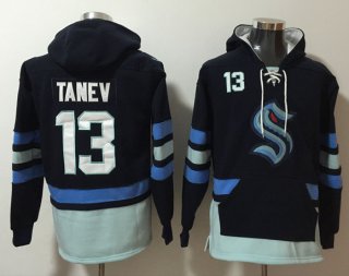 Men's Seattle Kraken #13 Brandon Tanev Navy Ageless Must-Have Lace-Up Pullover Hoodie