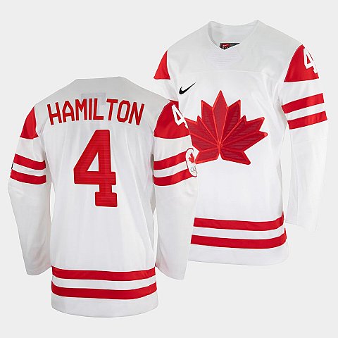 Men's Dougie Hamilton Canada Hockey White 2022 Beijing Winter Olympic #4 Home Jersey