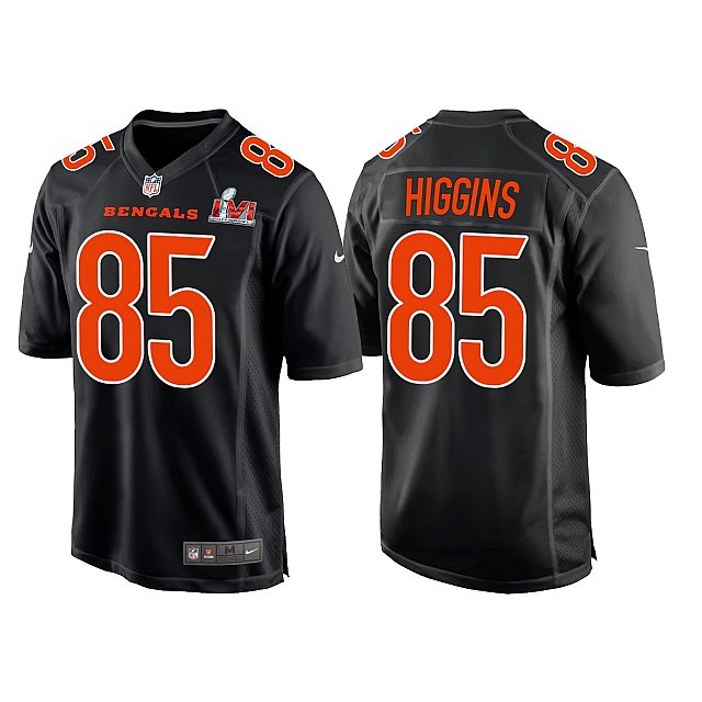 Men's Cincinnati Bengals #85 Tee Higgins 2022 Black Super Bowl LVI Game Stitched Jersey