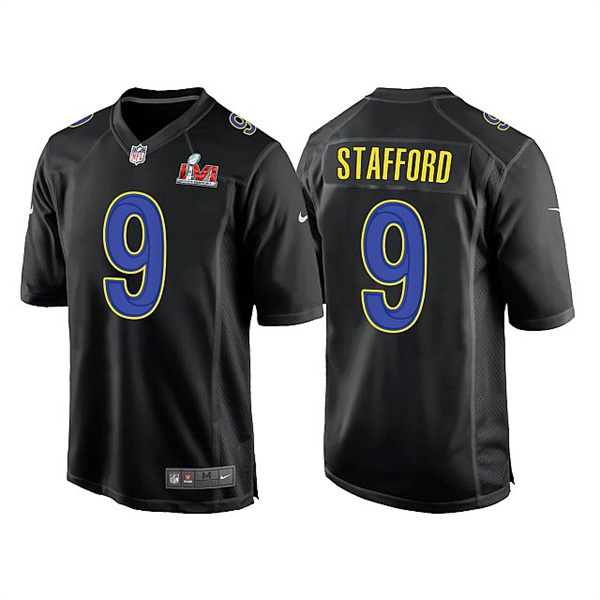 Men's Los Angeles Rams #9 Matthew Stafford 2022 Black Super Bowl LVI Game Stitched Jersey