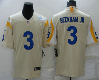 Men's Los Angeles Rams #3 Odell Beckham Jr 2021 Cream Vapor Untouchable Limited Stitched Jersey