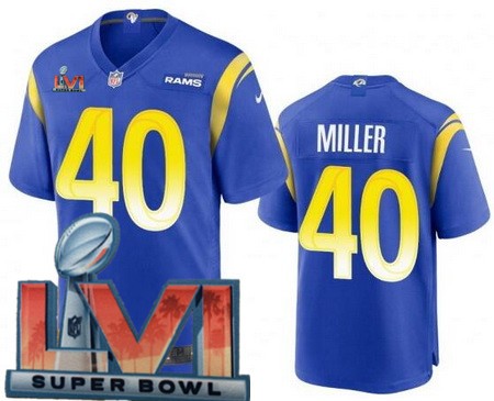 Men's Los Angeles Rams #40 Von Miller Limited Royal 2022 Super Bowl LVI Bound Vapor Jersey