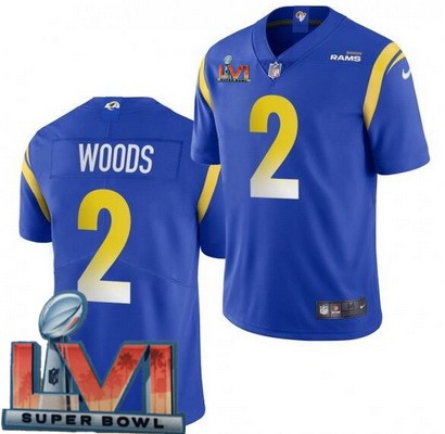 Men's Los Angeles Rams #2 Robert Woods Limited Blue 2022 Super Bowl LVI Bound Vapor Jersey