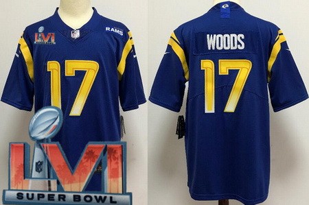 Men's Los Angeles Rams #17 Robert Woods Limited Blue 2022 Super Bowl LVI Bound Vapor Jersey