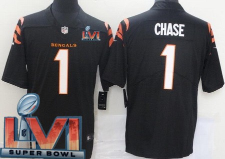 Men's Cincinnati Bengals #1 Ja'Marr Chase Limited Black 2022 Super Bowl LVI Bound Vapor Jersey