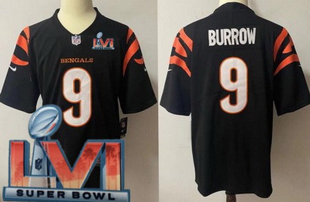 Women's Cincinnati Bengals #9 Joe Burrow Limited Black 2022 Super Bowl LVI Bound Vapor Jersey