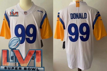 Women's Los Angeles Rams #99 Aaron Donald Limited White Alternate 2022 Super Bowl LVI Bound Vapor Jersey