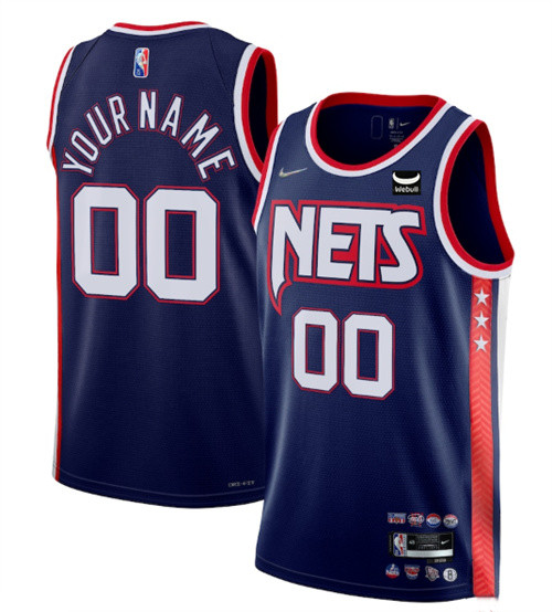 Men's Brooklyn Nets Active Player Custom 2021-2022 Navy Swingman City Edition 75th Anniversary Stitched Basketball Jersey