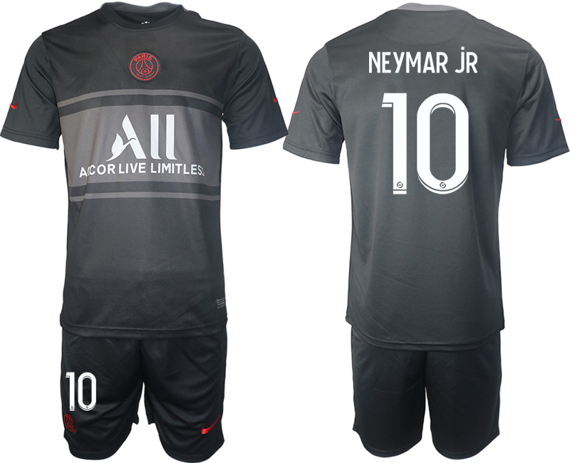 Men 2021-2022 Club Paris St German Second away black 10 Soccer Jersey