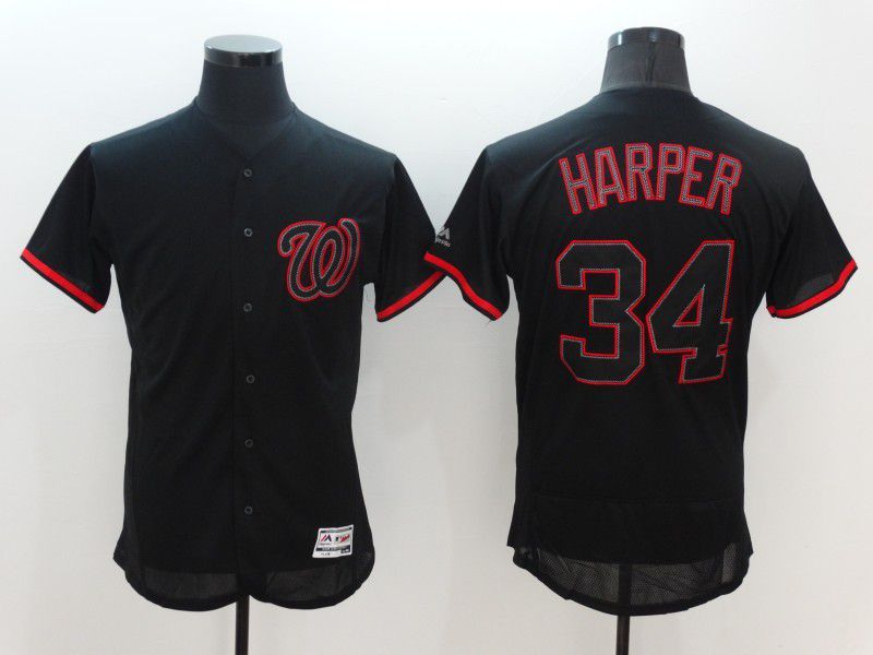 Men Washington Nationals #34 Harper Black Classic Elite 2022 MLB Jersey