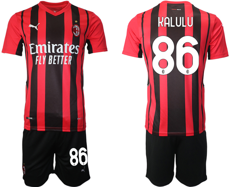 Men 2021-2022 Club AC Milan home red 86 Soccer Jersey