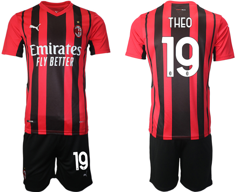 Men 2021-2022 Club AC Milan home red 19 Soccer Jersey