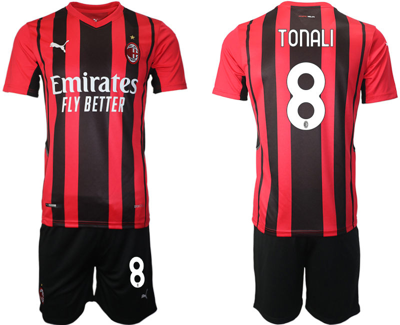 Men 2021-2022 Club AC Milan home red 8 Soccer Jersey