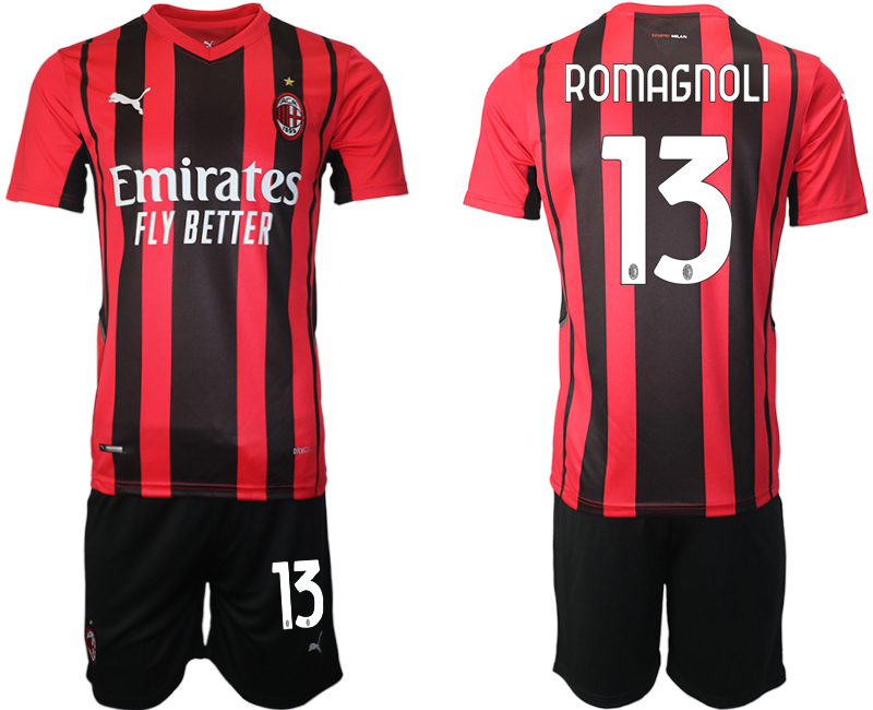 Men 2021-2022 Club AC Milan home red 13 Soccer Jersey