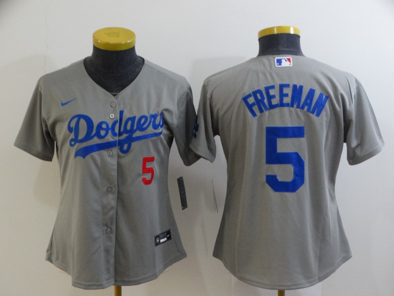 Youth Los Angeles Dodgers #5 Freddie Freeman Grey 2022 Number Cool Base Stitched Nike Jersey