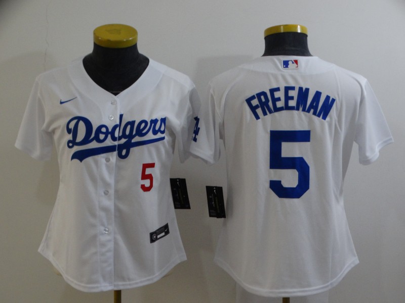 Women's Los Angeles Dodgers #5 Freddie Freeman White 2022 Number Cool Base Stitched Nike Jersey