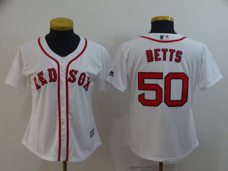 Women's Boston Red Sox #50 Mookie Betts White Home Stitched MLB Cool Base Jersey