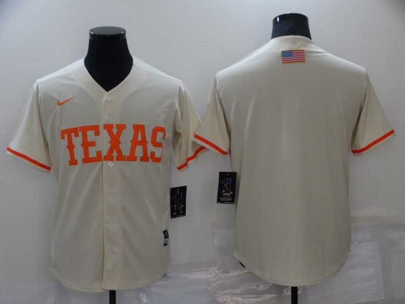 Men's Texas Rangers Blank Cream Stitched MLB Cool Base Nike Jersey