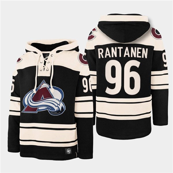 Men's Colorado Avalanche #96 Mikko Rantanen Black All Stitched Sweatshirt Hoodie