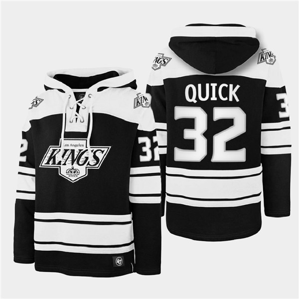 Men's Los Angeles Kings #32 Jonathan Quick Black Ageless Must-Have Lace-Up Pullover Hoodie