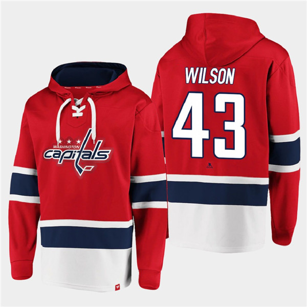 Men's Washington Capitals #43 Tom Wilson Red All Stitched Sweatshirt Hoodie