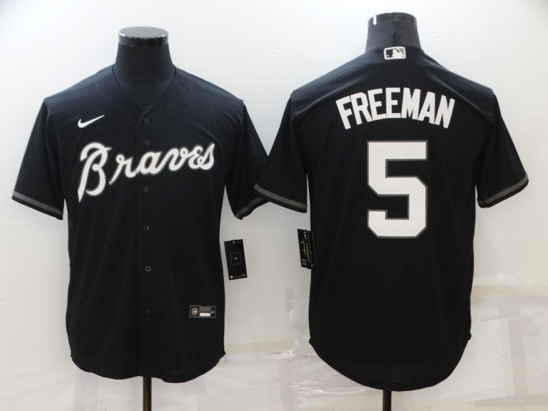 Men's Atlanta Braves #5 Freddie Freeman Black Cool Base Stitched Jersey