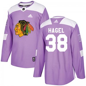 Men's Chicago Blackhawks #38 Brandon Hagel Adidas Authentic Fights Cancer Practice Purple Jersey