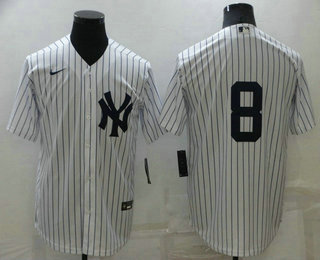 Men's New York Yankees #8 Yogi Berra White No Name Stitched MLB Nike Cool Base Throwback Jersey