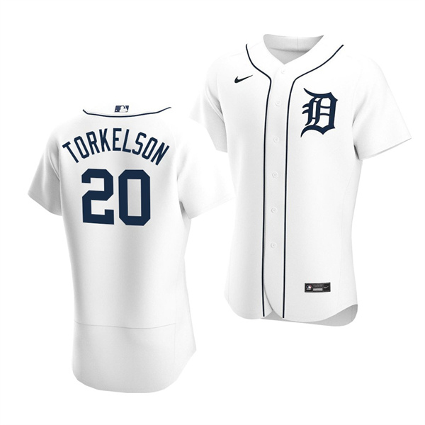 Men's Detroit Tigers #20 Spencer Torkelson White Flex Base Stitched Jersey