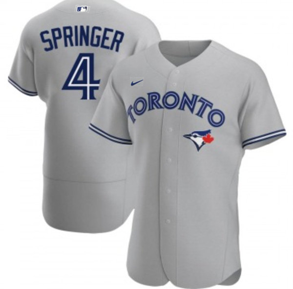 Men's Toronto Blue Jays #4 George Springer Gray Flex Base Stitched Jersey