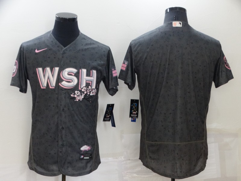 Men's Washington Nationals Blank 2022 Grey City Connect Cherry Blossom Flex Base Stitched Jersey