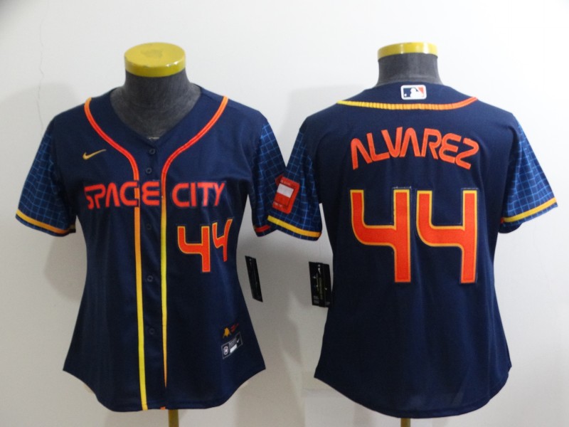 Women's Houston Astros #44 Yordan Alvarez Number 2022 Navy Blue City Connect Cool Base Stitched Jersey