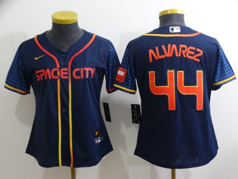 Women's Houston Astros #44 Yordan Alvarez 2022 Navy Blue City Connect Cool Base Stitched Jersey