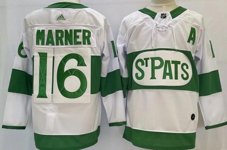 Men's Toronto Maple Leafs #16 Mitch Marner White 2019 St Pats Authentic Jersey