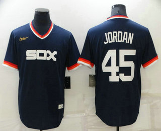 Men's Chicago White Sox #45 Michael Jordan Navy Blue Cooperstown Collection Cool Base Stitched Nike Jersey