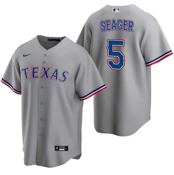 Men's Texas Rangers #5 Corey Seager Gray Cool Base Stitched Baseball Jersey