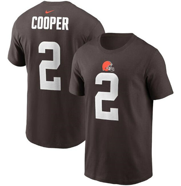 Men's Cleveland Browns #2 Amari Cooper 2022 Brown Name & Number T-Shirt