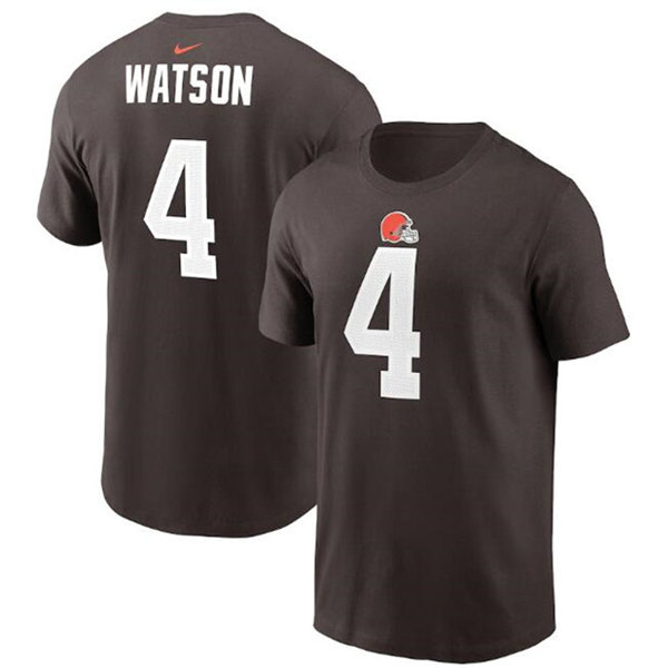 Men's Cleveland Browns #4 Deshaun Watson 2022 Brown Name & Number T-Shirt