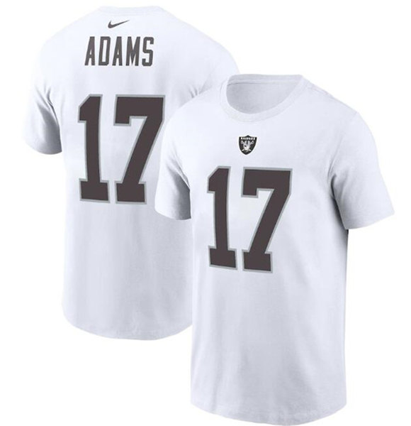 Men's Las Vegas Raiders #17 Davante Adams 2022 White Name & Number T-Shirt