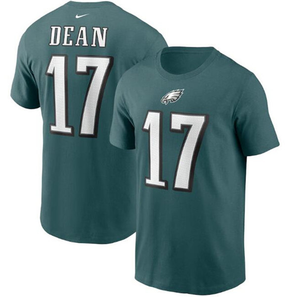 Men's Philadelphia Eagles #17 Nakobe Dean 2022 Green Name & Number T-Shirt