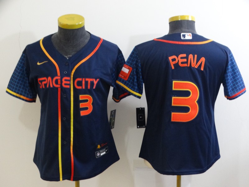 Women's Houston Astros #3 Jeremy Pena Number 2022 Navy Blue City Connect Cool Base Stitched Jersey