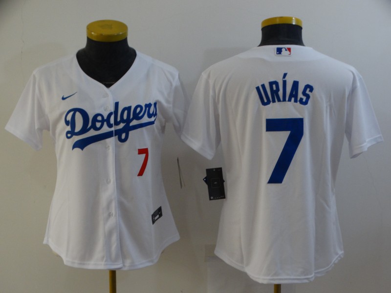 Women's Los Angeles Dodgers #7 Julio Urias White Stitched MLB Cool Base Nike Jersey