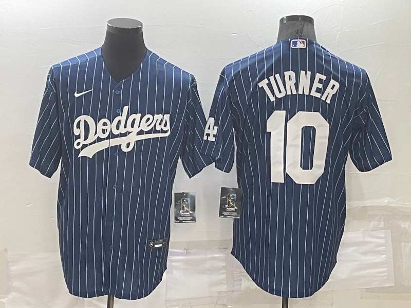 Men's Los Angeles Dodgers Blank Navy Blue Pinstripe Stitched MLB Cool Base Nike Jersey