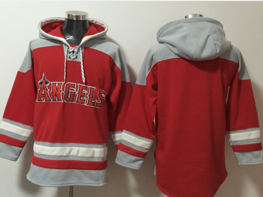 Men's Los Angeles Angels Blank Red Ageless Must Have Lace Up Pullover Hoodie