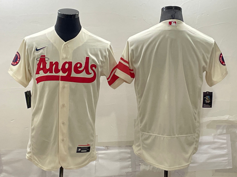 Men's Los Angeles Angels Blank Number Cream 2022 City Connect Flex Base Stitched Jersey