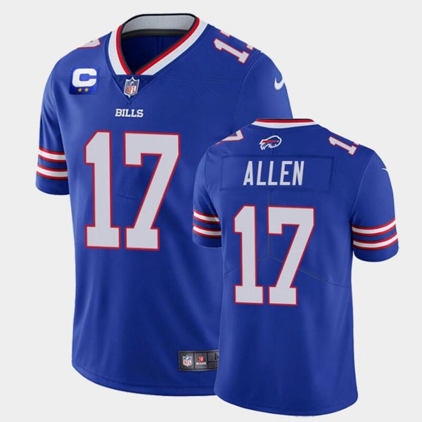 Men's Buffalo Bills #17 Josh Allen With C Patch Royal Vapor Untouchable Limited Stitched Jersey